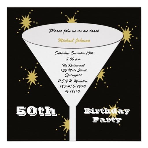 gold invitations for 50th birthday party