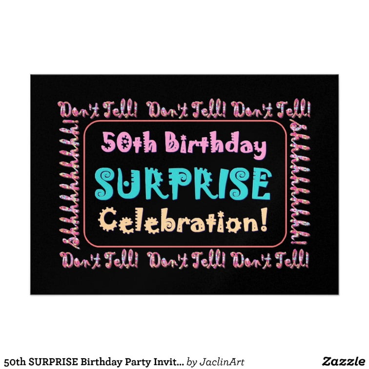 pink 50th birthday party surprise invitations