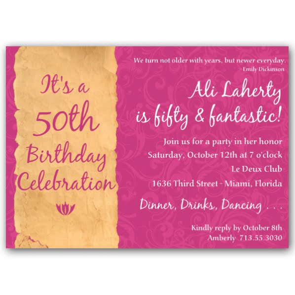 Free 50th Birthday Party Invitations Templates  Drevio 