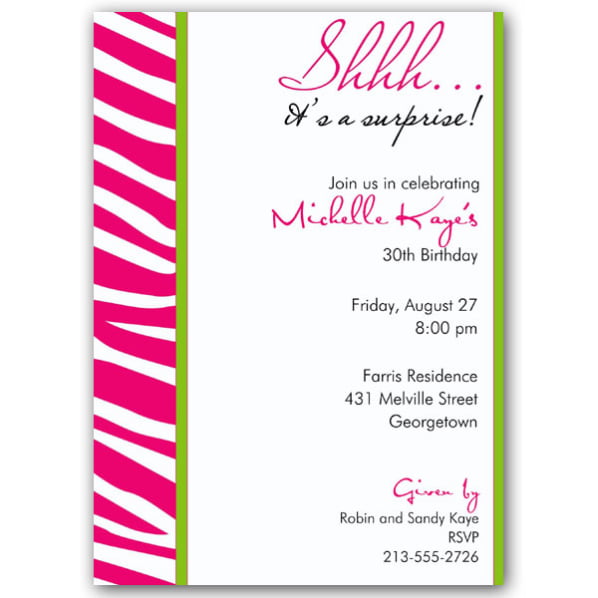 plain surprise birthday party invitations for adults