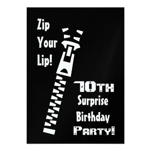 zip 70th surprise birthday party invitations