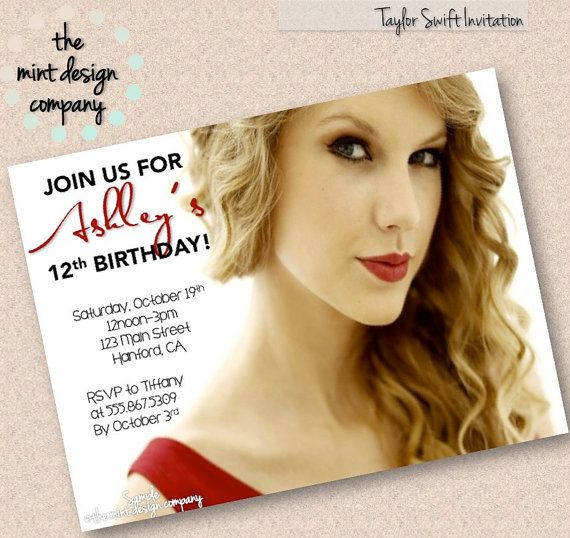 red taylor swift birthday party invitations