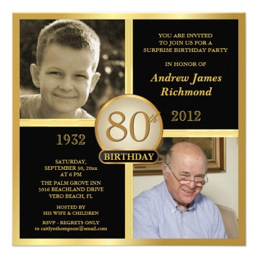 grandpa 80 years old birthday invitations