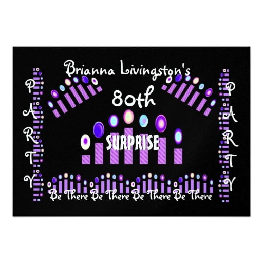 candles surprise 80th birthday party invitations