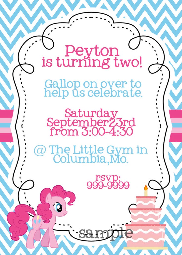 pink cakes free printable my little pony birthday invitations
