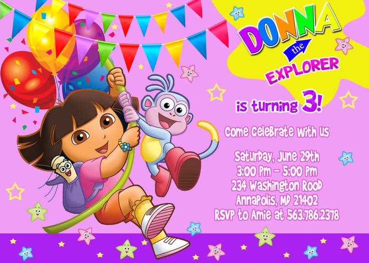 Free Printable Dora The Explorer Birthday Party Invitations Design Download Hundreds Free Printable Birthday Invitation Templates