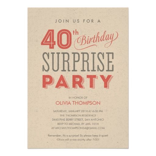 plain surprise 40th birthday invitations wording