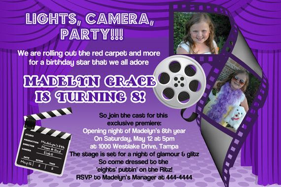 film invitations for a birthday party