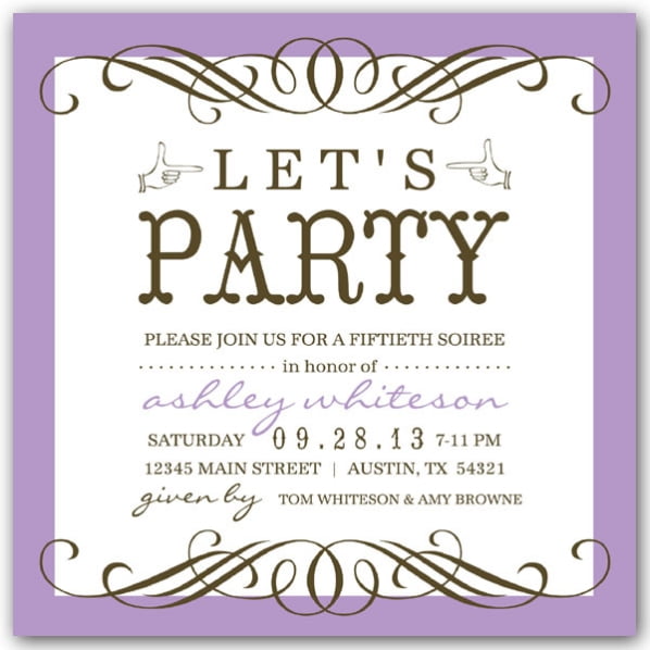 plain purple free printable 50th birthday invitations templates