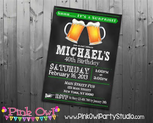 beer surprise 40th birthday party invitations