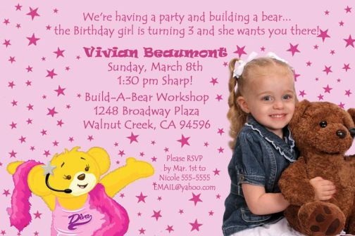 photos build a bear birthday invitations