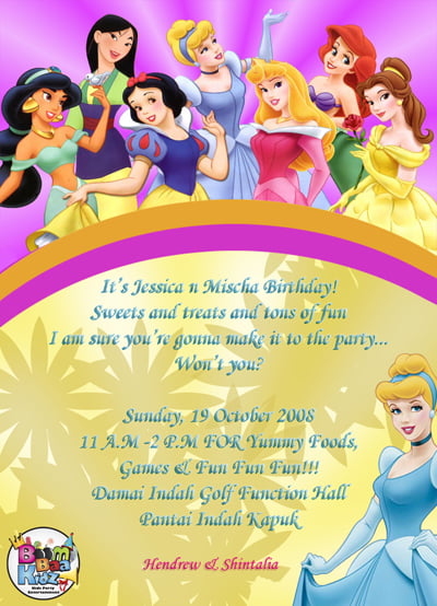 princesses kids birthday party invitations wording ideas