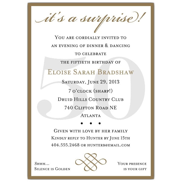 classic 50th birthday party surprise invitations