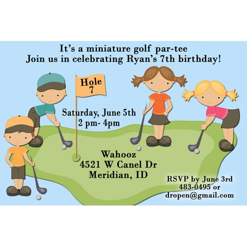 miniatures mini golf birthday party invitations