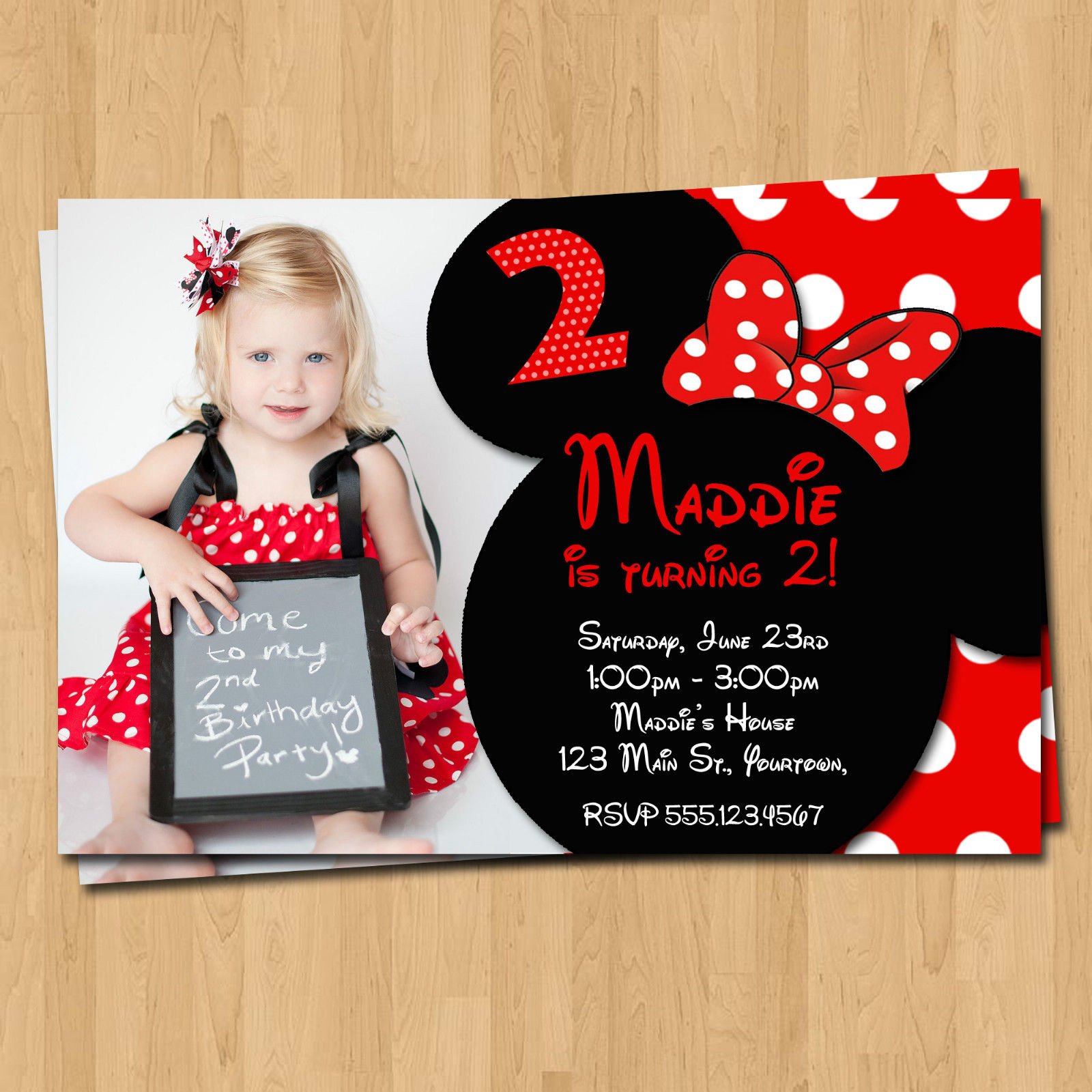 red free printable minnie mouse birthday party invitations