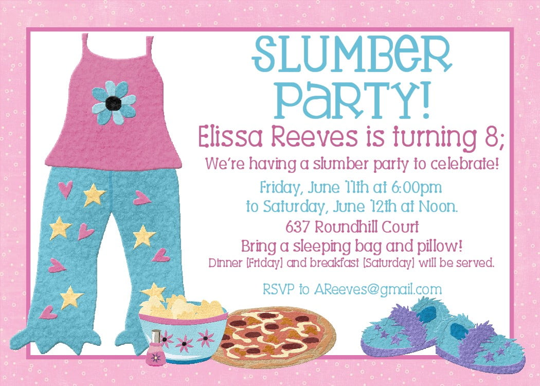 pajamas free printable slumber party birthday invitations