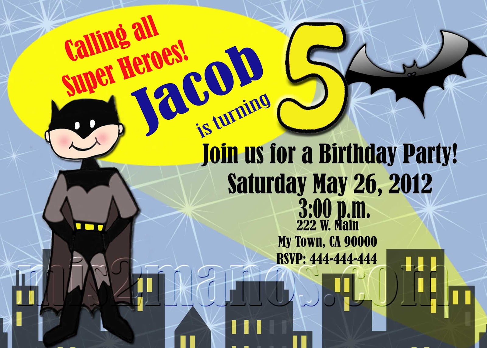 batman print birthday invitations at home