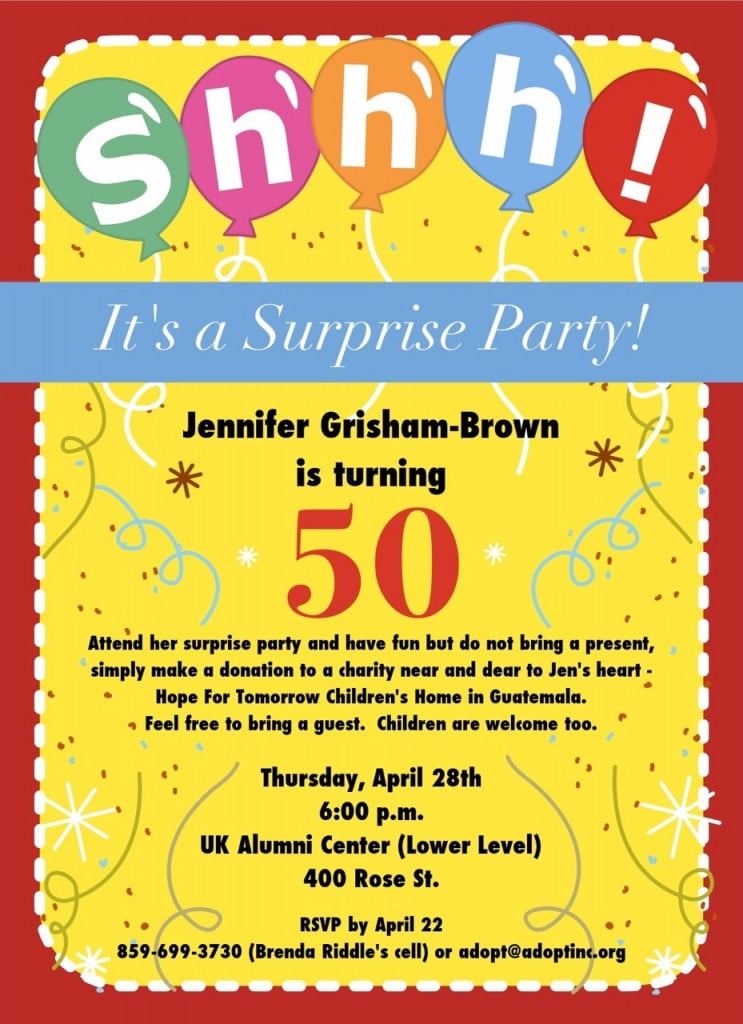 balloons 50th birthday party surprise invitations