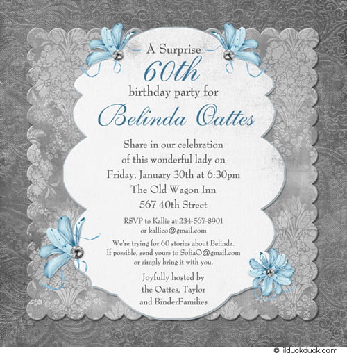 flowers 60th surprise birthday party invitations