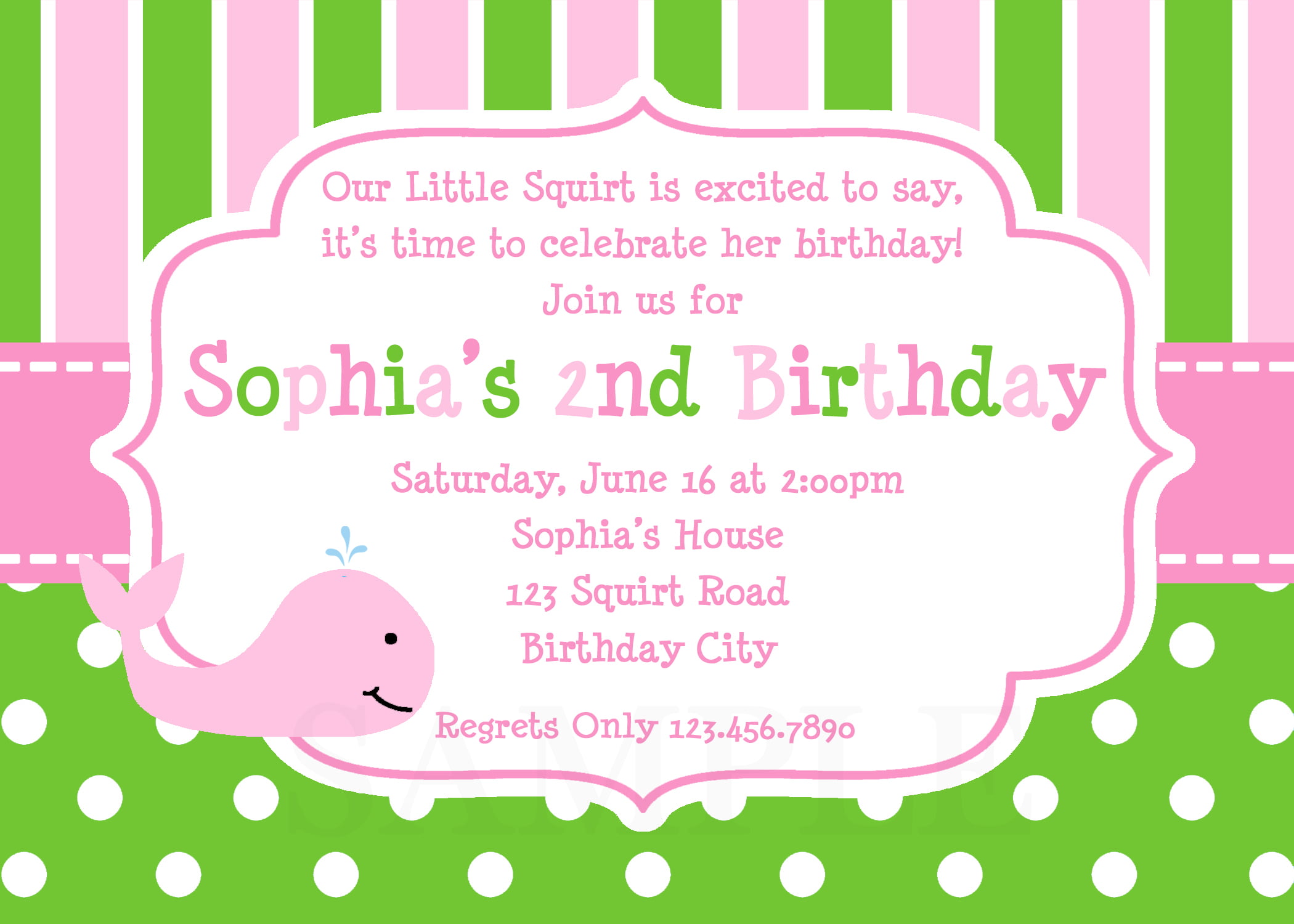 green pink how to design birthday invitations