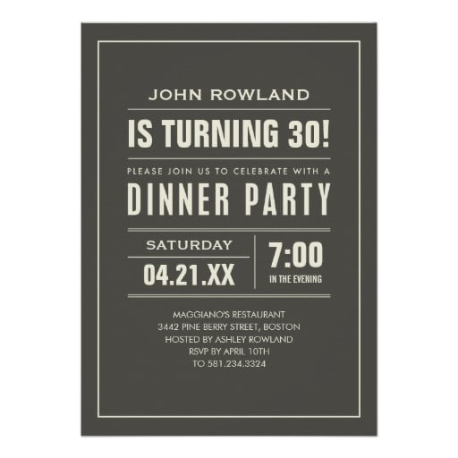 casual birthday dinner party invitations wording