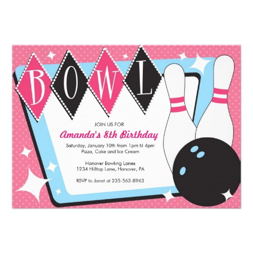 target free bowling birthday party invitations