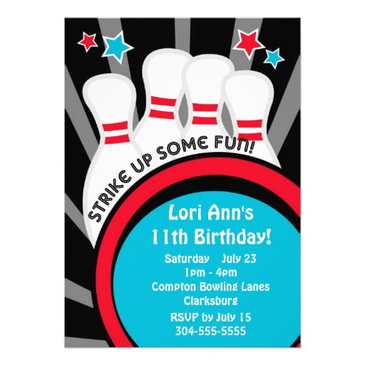 strike free bowling birthday party invitations