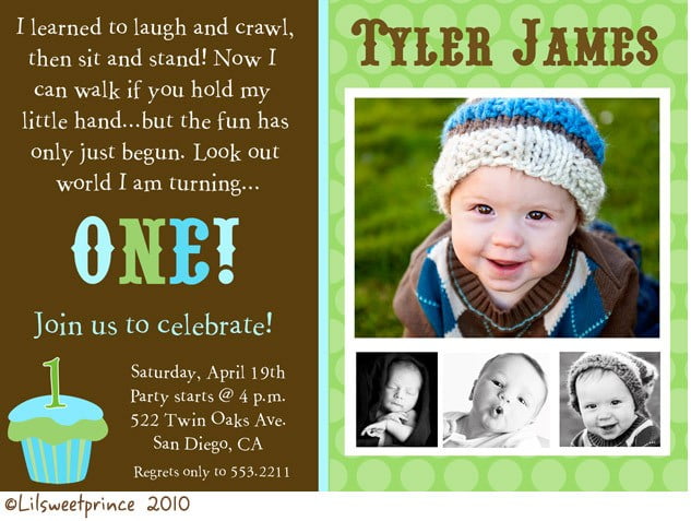 photos invitations for 1st birthday boy