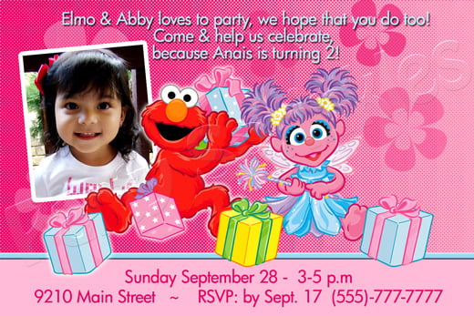 gift elmo and abby birthday invitations
