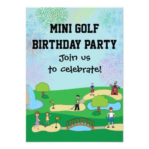 club mini golf birthday party invitations