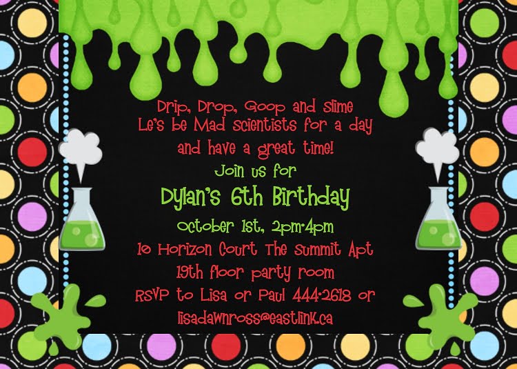 experiments mad science birthday party invitations