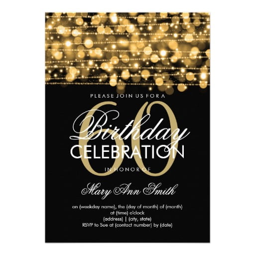 gold black wording for 60th birthday invitations