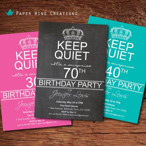 70th surprise birthday party invitaton card
