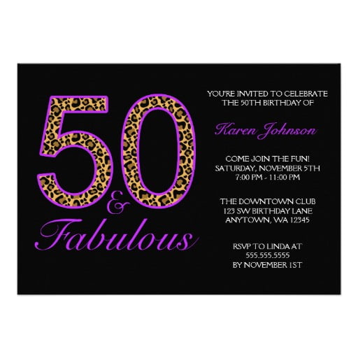purple black 50th birthday party invitations ideas