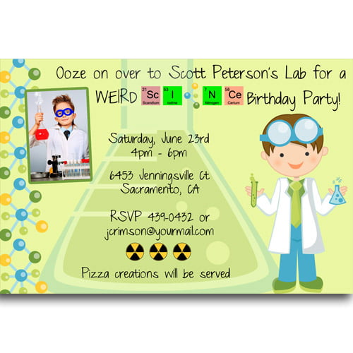 scientist mad science birthday party invitations