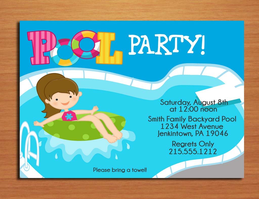 swim free printable birthday pool party invitations