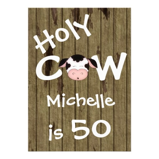 cow funny 50th birthday party invitations