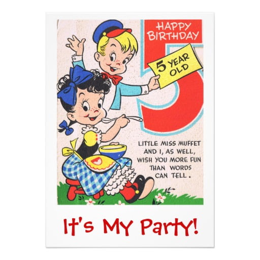 cartoon 5 years old birthday party inviations wording