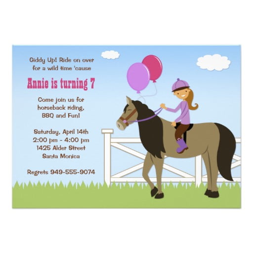 riding free printable horse birthday party invitations