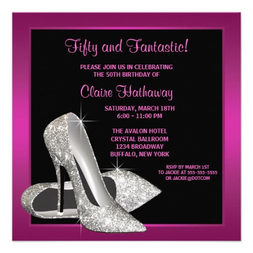 heels ideas for 50th birthday invitations