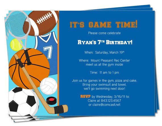 game free printable sports birthday invitations