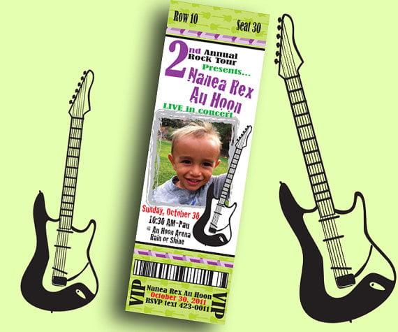 guitar birthday party invitations templates free download
