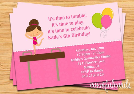 board free printable gymnastic birthday invitations