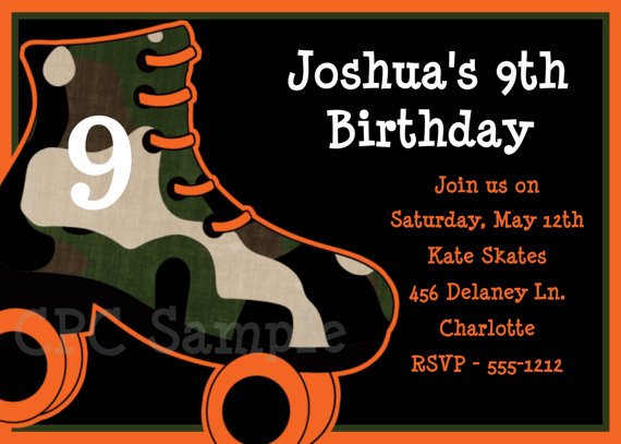 fun roller skating birthday party invitations