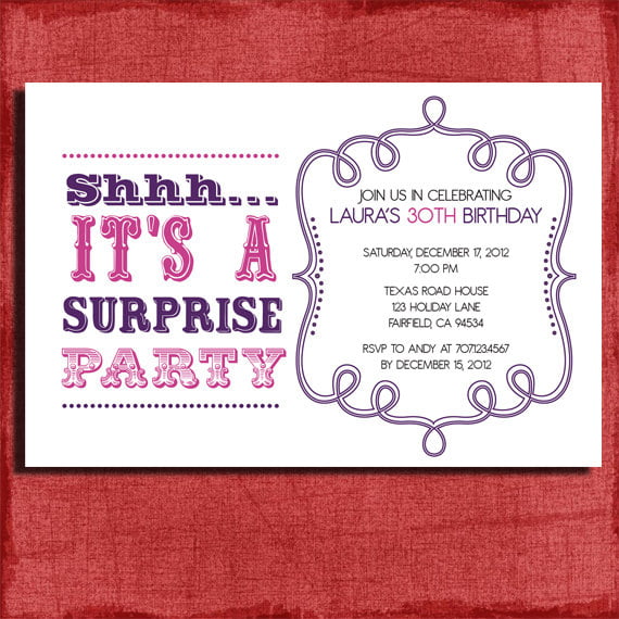 vintage surprise birthday party invitations templates