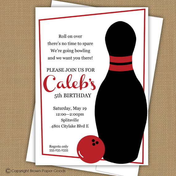 pin free bowling birthday party invitations