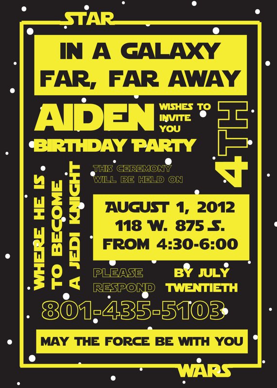 galaxy star wars birthday party invitations templates