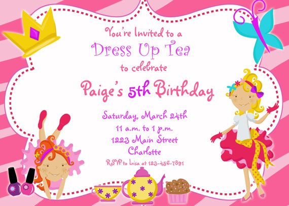 girly dress up birthday party invitations
