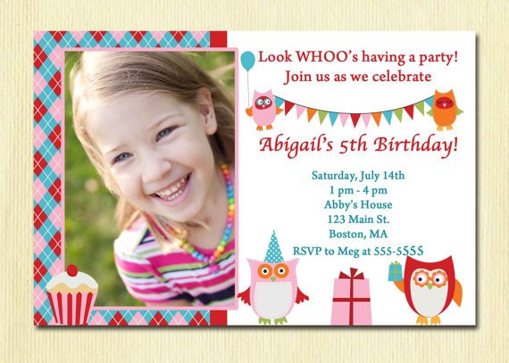 owl two years old birthday invitations wording