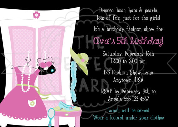 fashion dressed up birthday party invitations